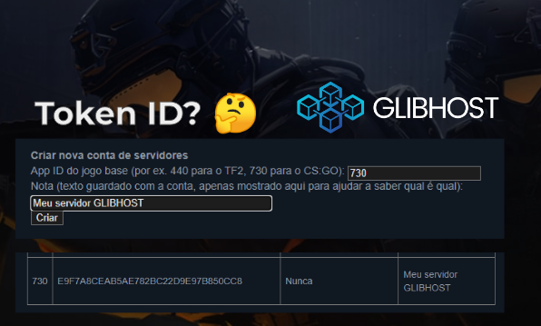 Onde encontrar o meu Steam Account Token para CSGO?